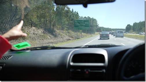 Heading north on the Gatehouse / Bruce Highway towards the Glass House Mountains