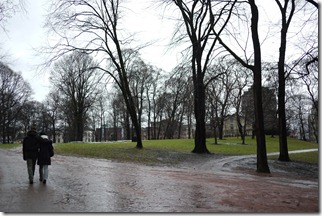 Palace gardens in winter Central Oslo Norway