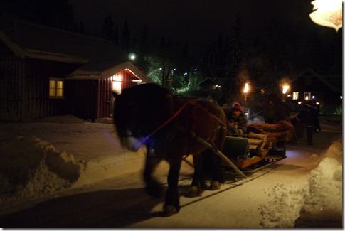 Horse drawn sleighs in Kleivstua Norway