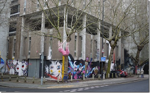 Guerilla knitting and street art in Bristol UK