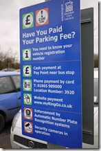 Pay and display parking at Oxford Park and Ride