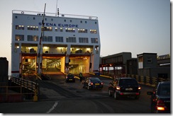 Boarding a Stenaline ferry in Rosslare, Ireland
