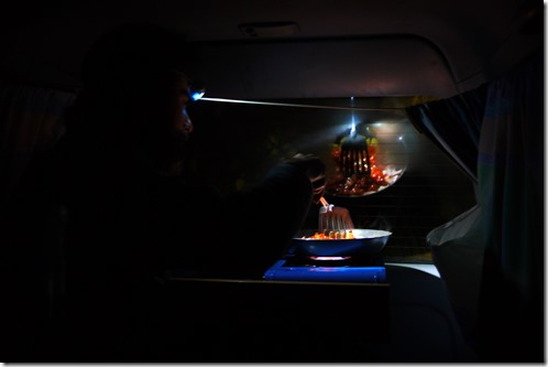 Cooking in a camper van, UK