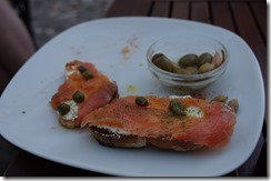 Salmon and capers,  tostatas  - tapas - Spain Andalusia