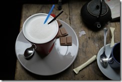 White chocolate drink, te and cafe 