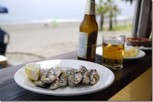 Fresh sardines BBQ on the Mediterranean  - Spain Andalusia