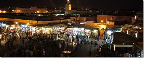 Djemaa el-Fna market by night, Marrakech Morocco