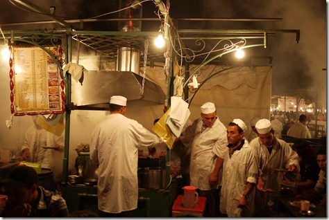 Eating in Djemaa el-Fna , Marrakech Morocco