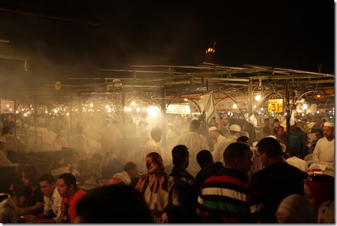 Food Market  in Djemaa el-Fna , Marrakech Morocco