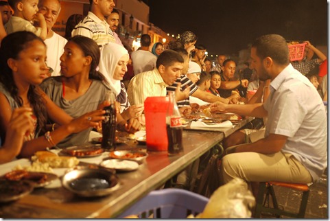 Eating in Djemaa el-Fna , Marrakech Morocco