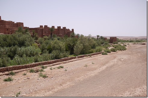 An oasis and Kazbar on the way to the Sahara Desert, Morocco