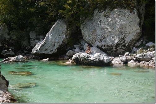 Swimming in River Soca, Triglav National Park, Bled, Slovenia