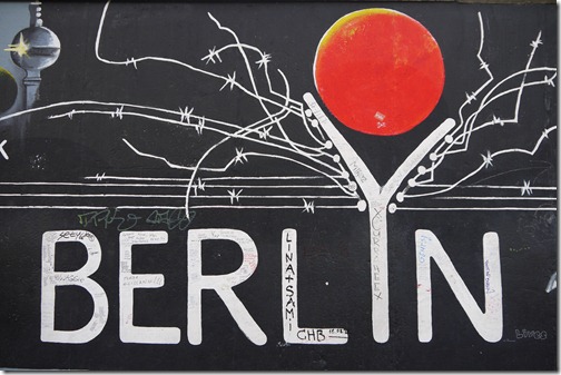 Berlin title as part of street art at East Side gallery