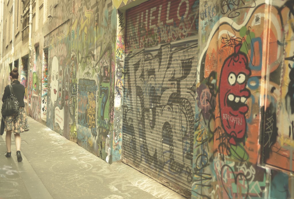 Graffiti street art in Melbourne laneway